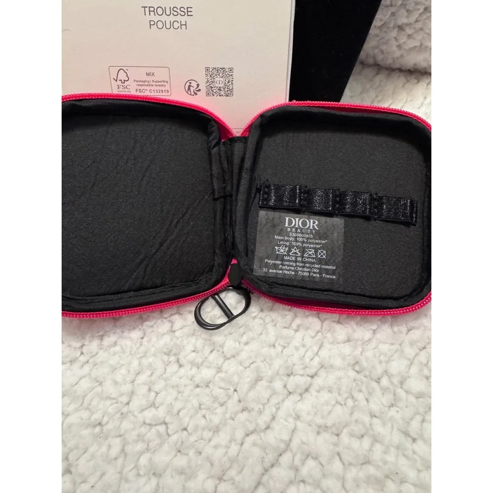 Dior Beauty Trousse Pouch Pink Canvas Miss Dior Logo Cosmetic Bag NWOT